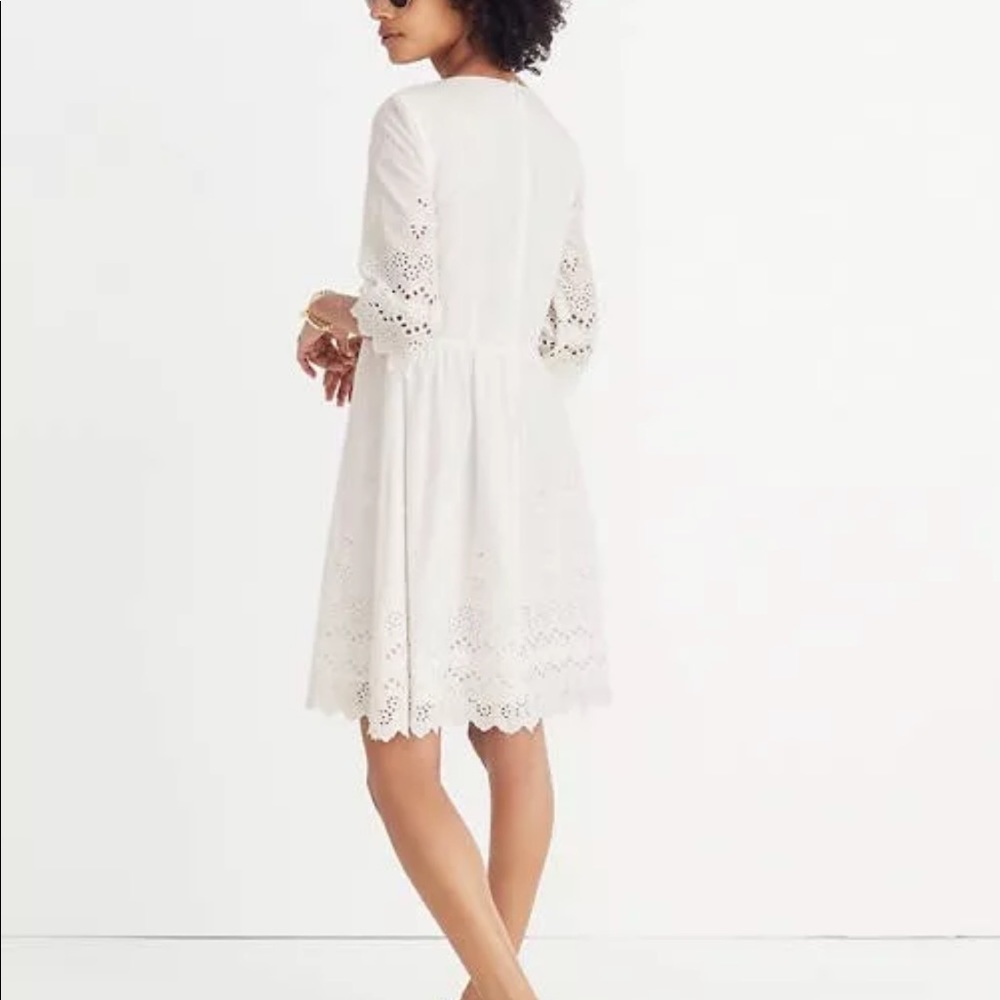 Madewell $168 Eyelet Lattice Dress 8 White H6963
